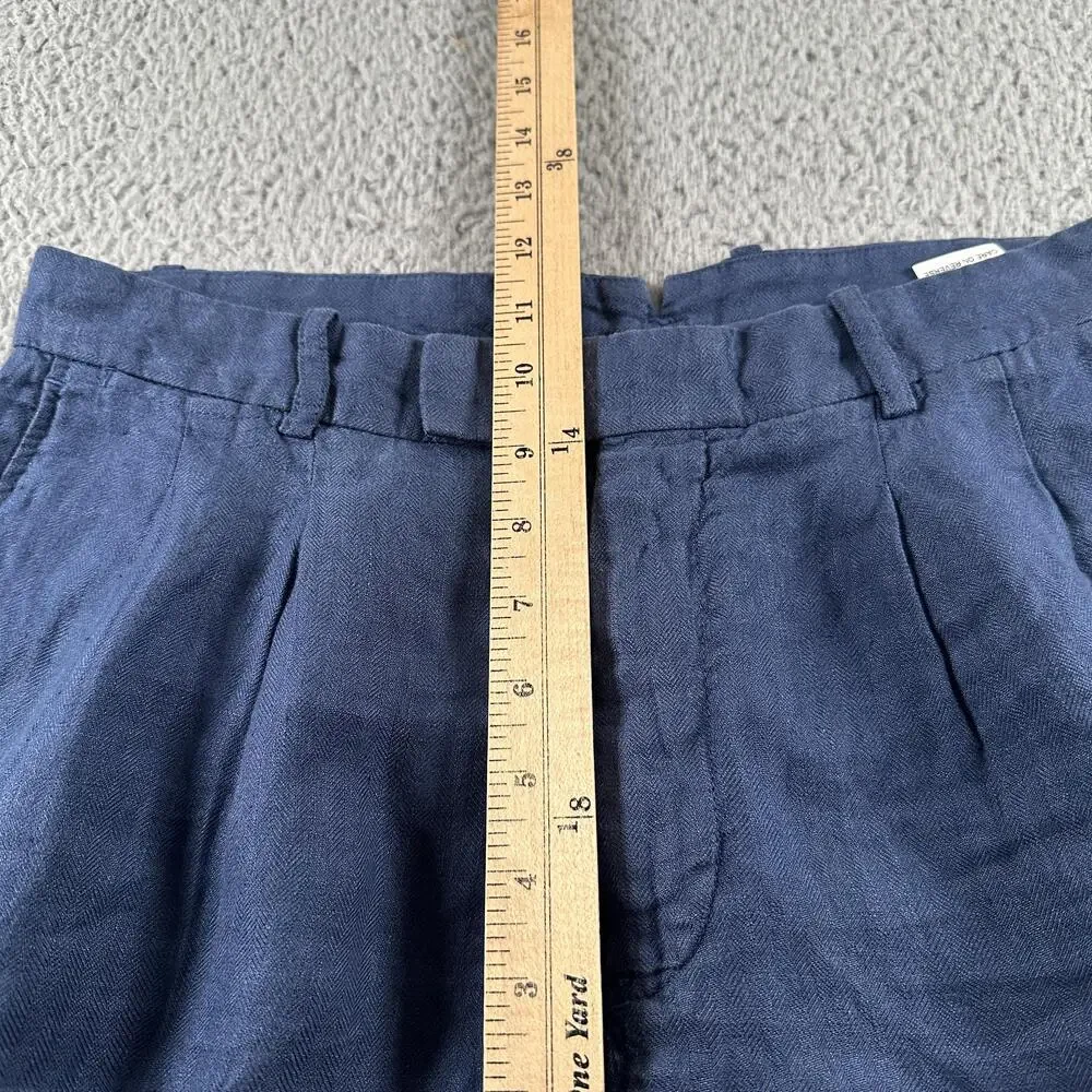 Billy Reid Linen Dress Pants Mens 31 Blue Pleated Straight Leg Lightweight